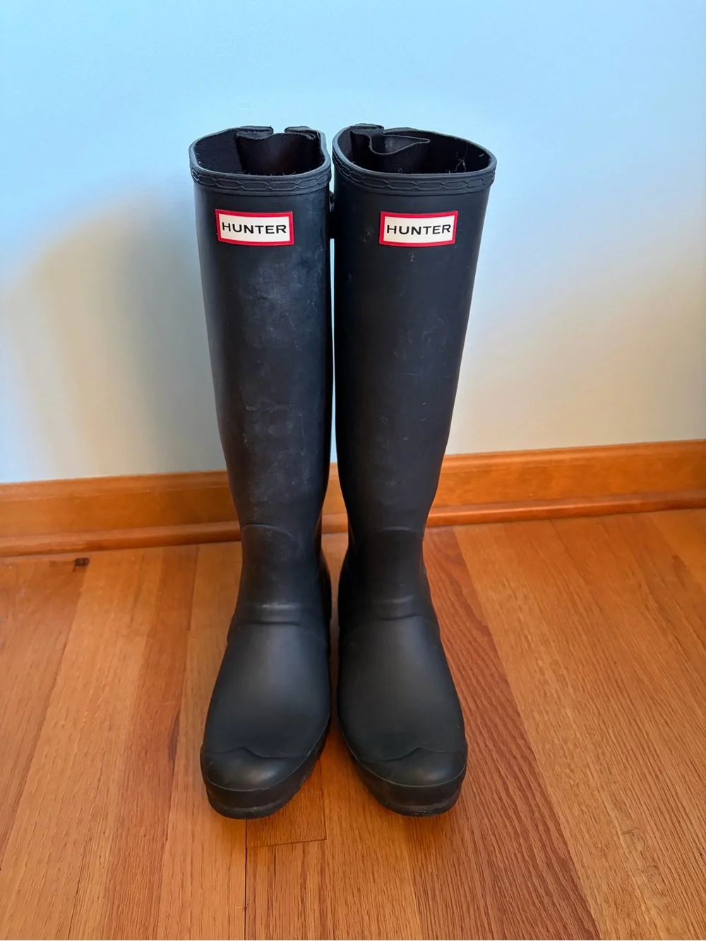 Hunter Black Rain Boots with Gray Fleece Liners